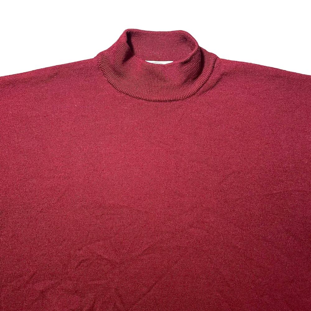 Linea Uomo Sweater Men's Long Sleeve Mock Neck Merino Wool Blend Italy Red Large